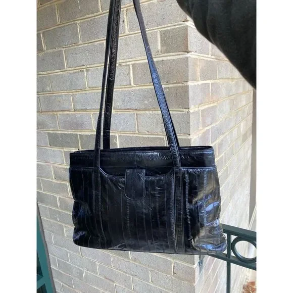 Eel Skin Vintage Black Shoulder Bag EXCELLENT CONDITION - Picture 10 of 17